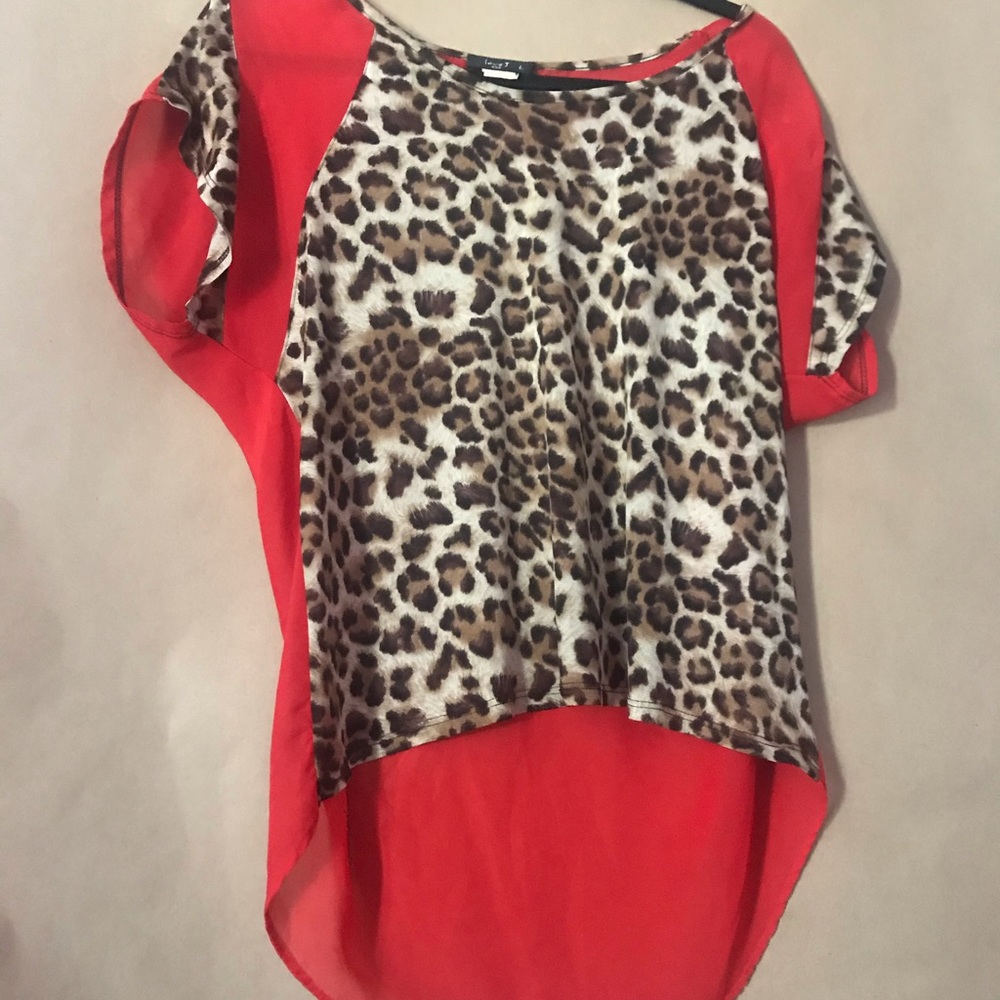 Cheetah print and coral colored Blouse
